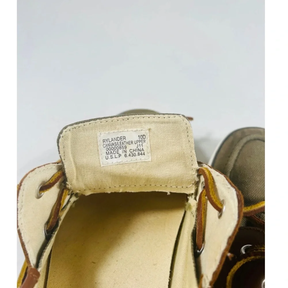 Polo Ralph Lauren Rylander Shoes Men SZ 10 Green Canvas Boat Shoe Preppy Classic